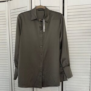 T Tahari Women's Olive Blouse